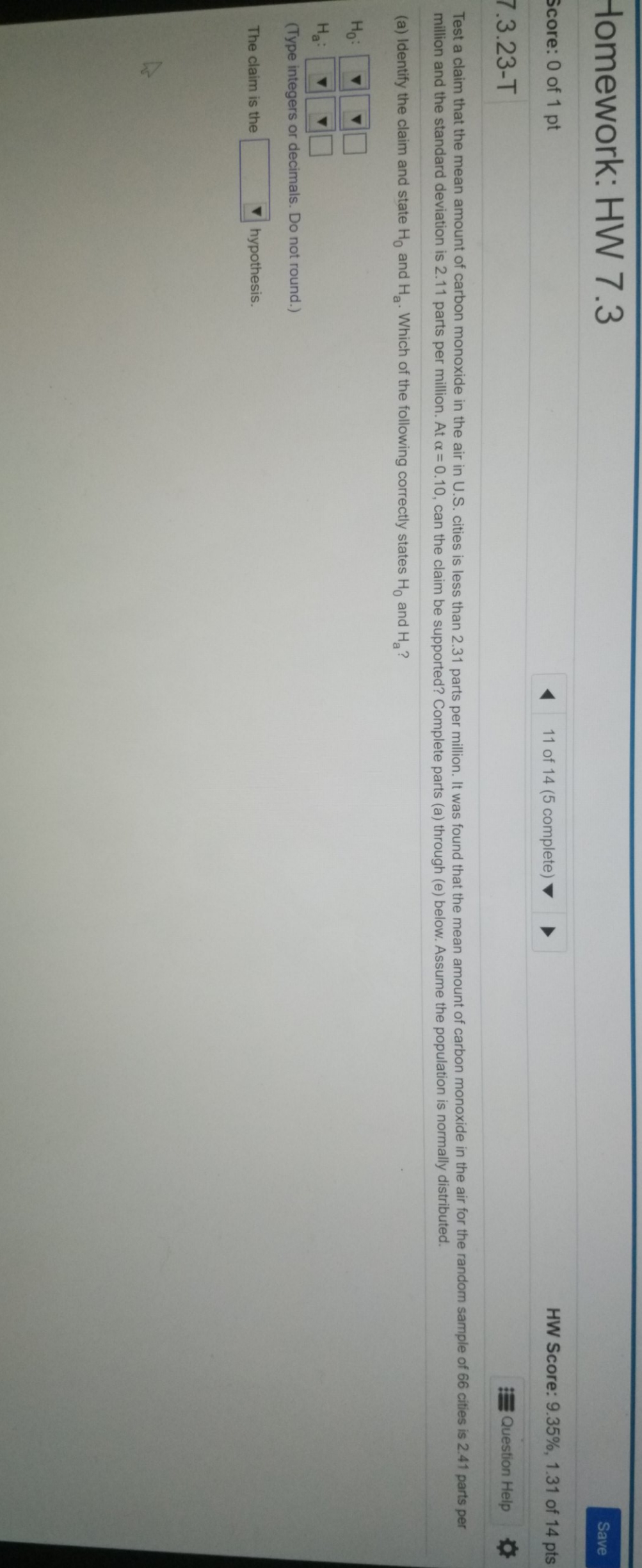 Ho: missing data is (variance, mu, rho, sigma square). Ha: missing data