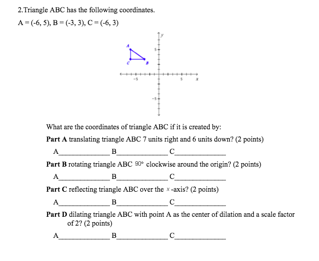 below. If the triangle is reflected across the x-axis and then rotated