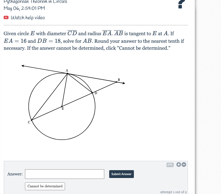 Answer: Submit AnswerCoordinate that Makes Segment Parallel/Perpendicular May 06, 2:58:47 PM Watch