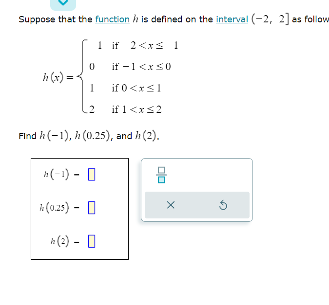  Suppose that the function h is defined on the interval (-2,