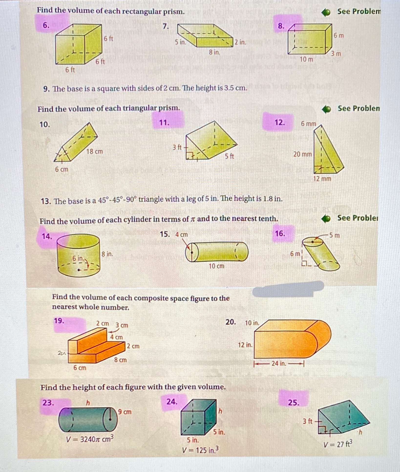 Hi! This is geometry. Please complete all highlighted questions in PURPLE, the