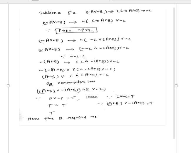 Can someone explain this Solution= F= (AV-B) -> ( C- AAB) me