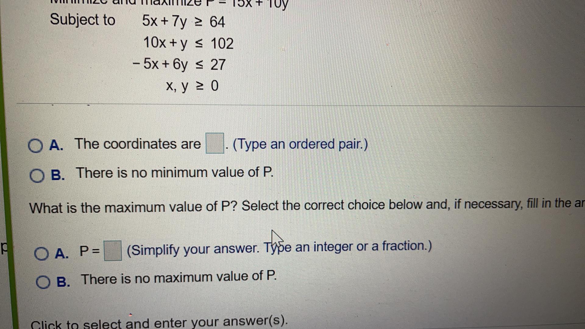 y s 102 - 5x + 6y s 27 X, y 2