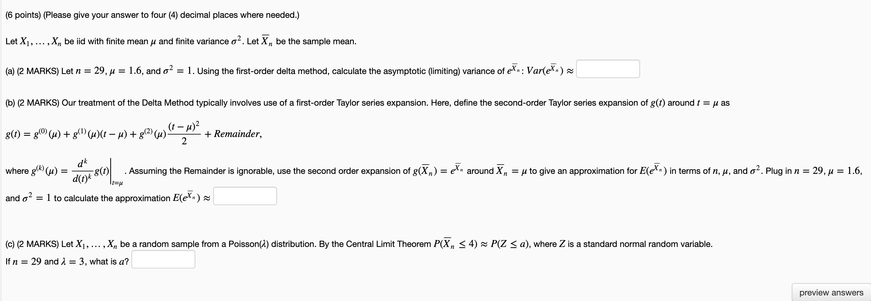 Solve the following question: (6 points) (Please give your answer to four