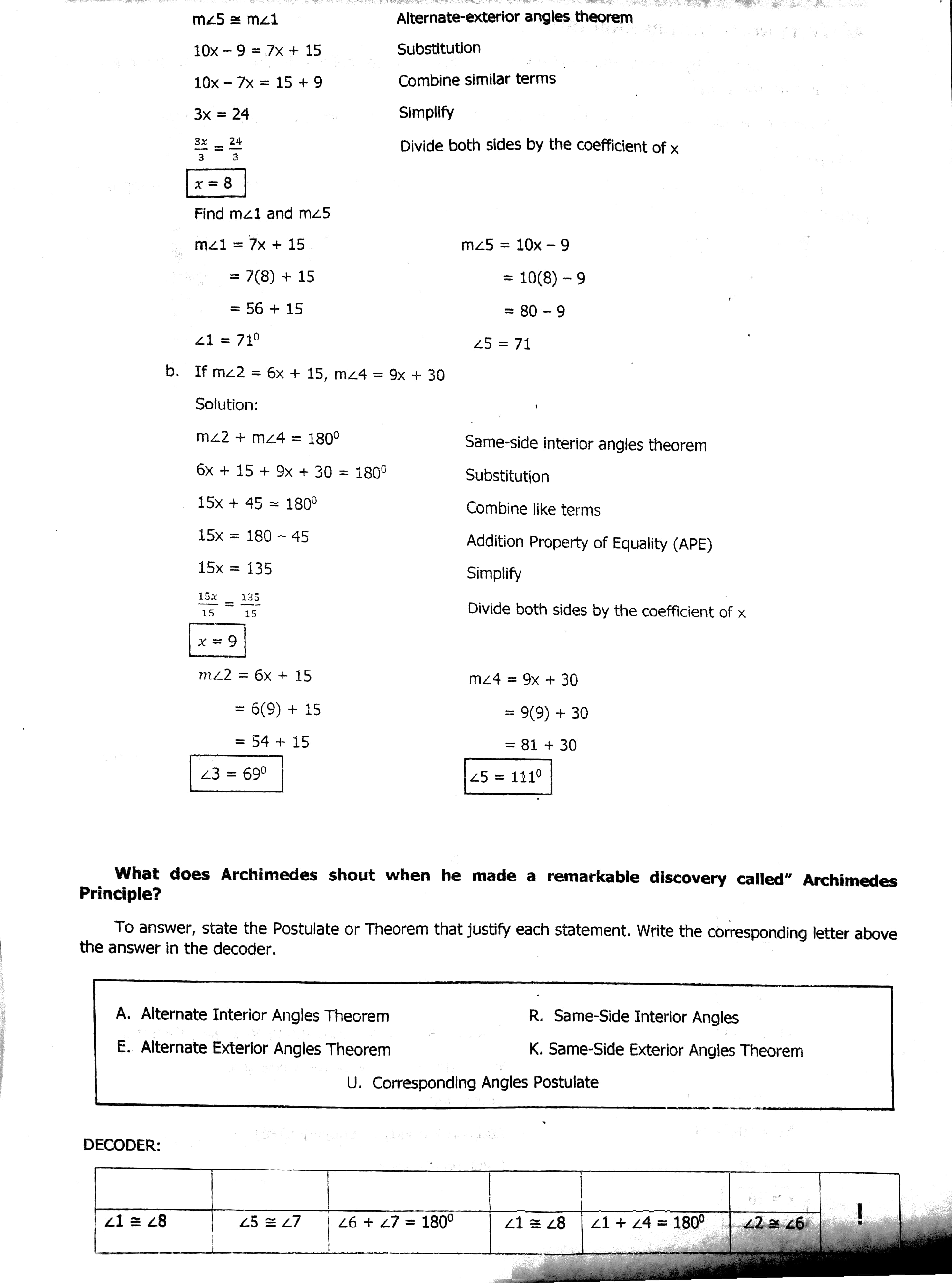 cite example that illustrate parallel lines cut by a transversal. Example1: The