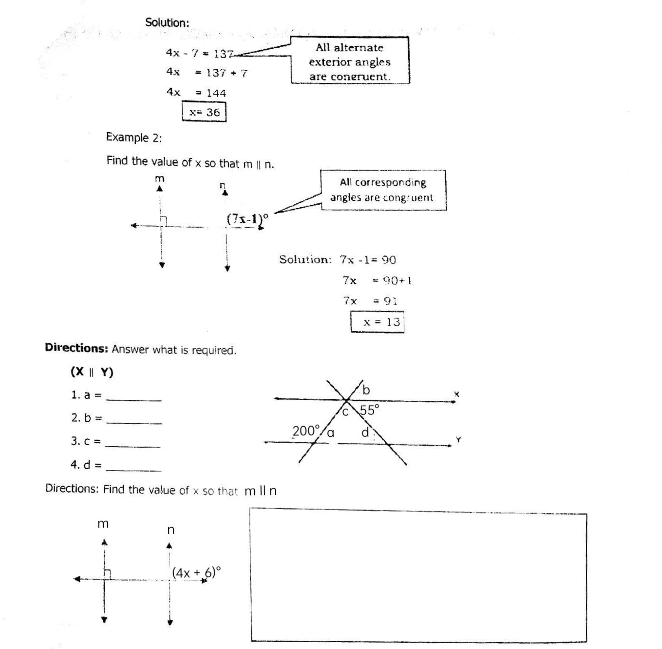 Railings of a wheelchair ramp is parallel in each other. Find the