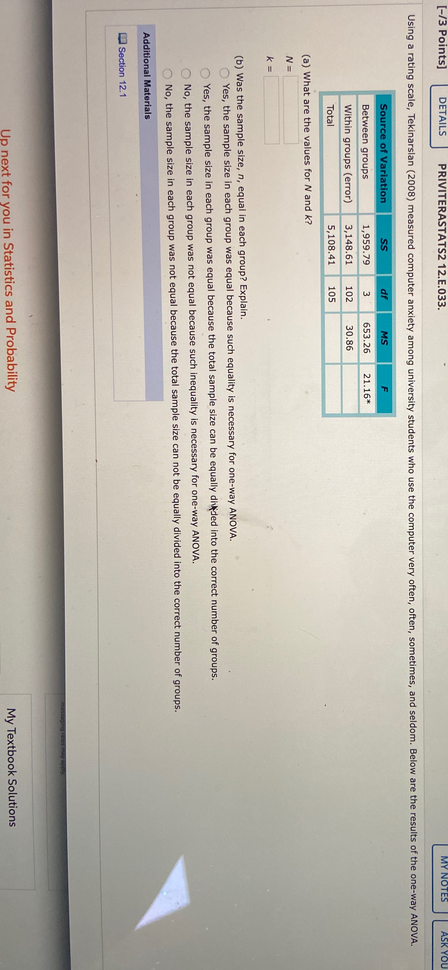 Using a rating scale [-/3 Points] DETAILS PRIVITERASTATS2 12.E.033. Using a rating