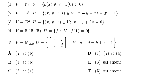 (1) V = P3, U = (p(x) E V; p(0) >