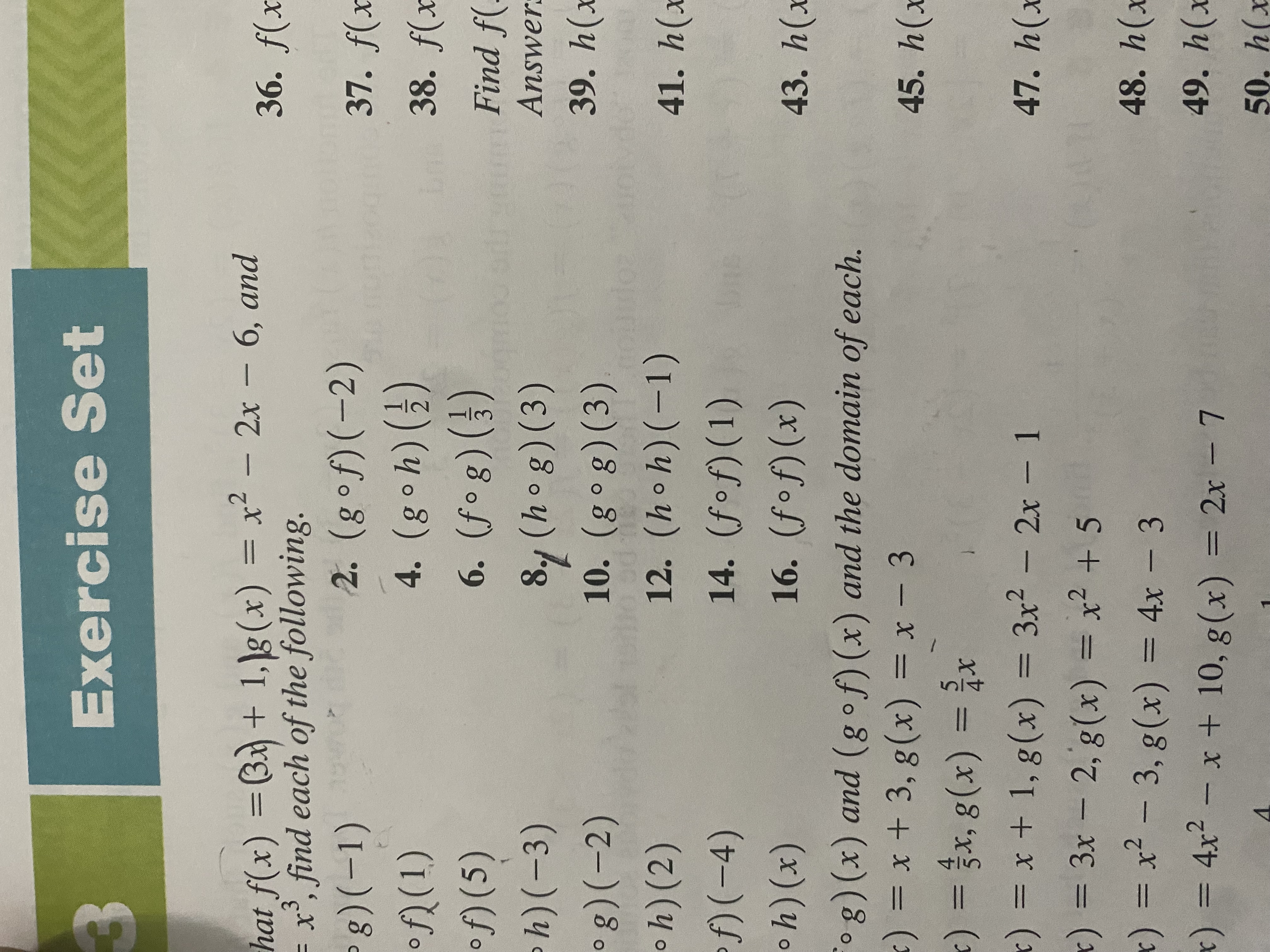 3 Exercise Set hat f( x) = (x) + 1, )8(x)