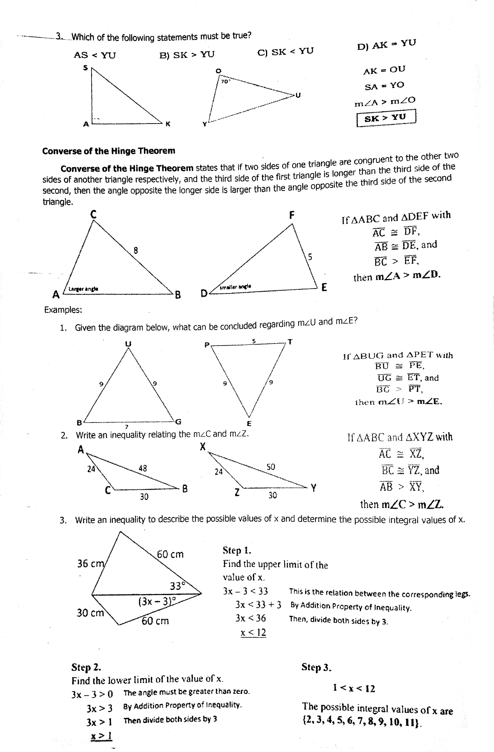 two sides of one triangle are congruent, to two sides of another
