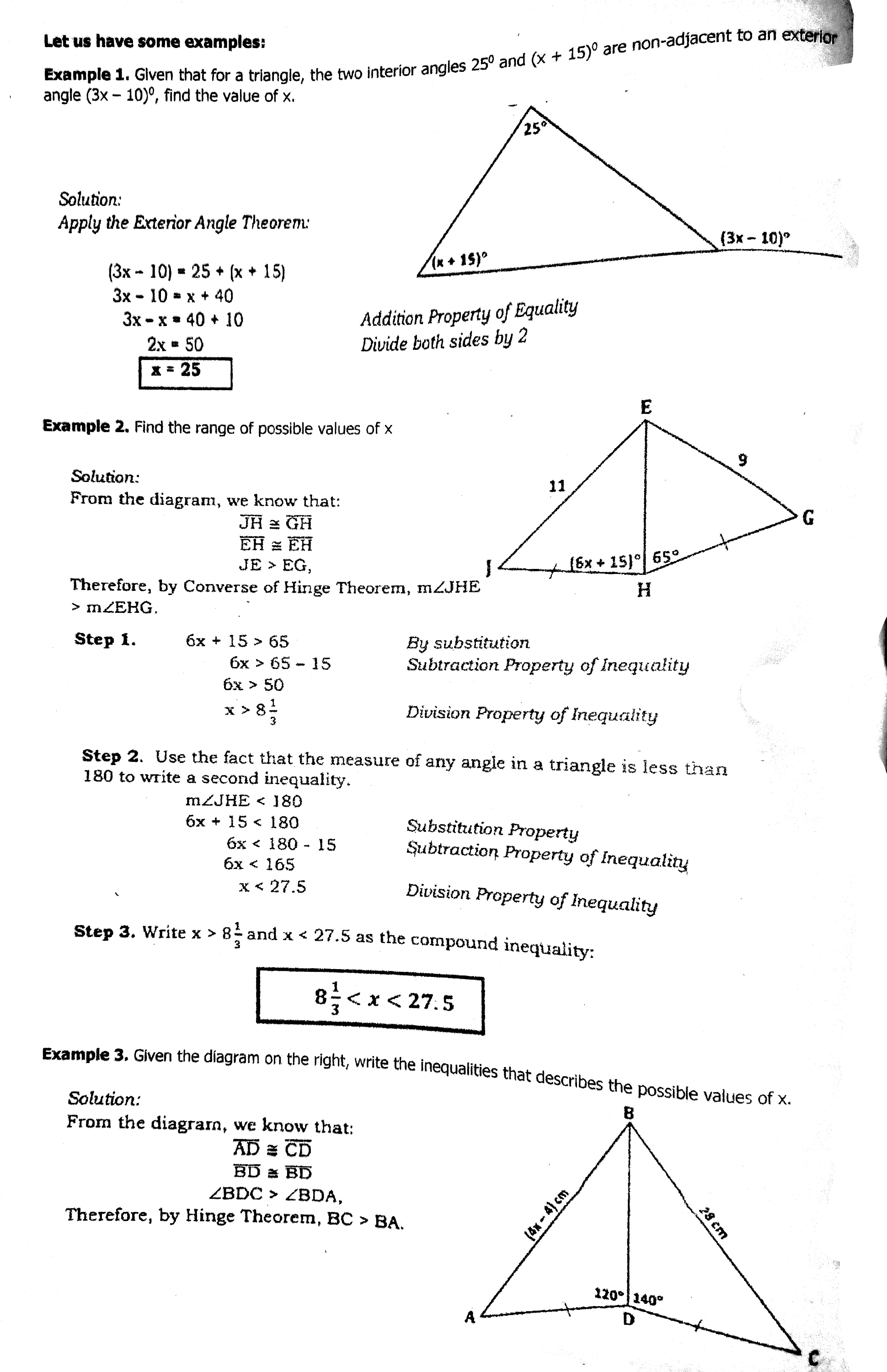 the included angle of the second, then the third side of the