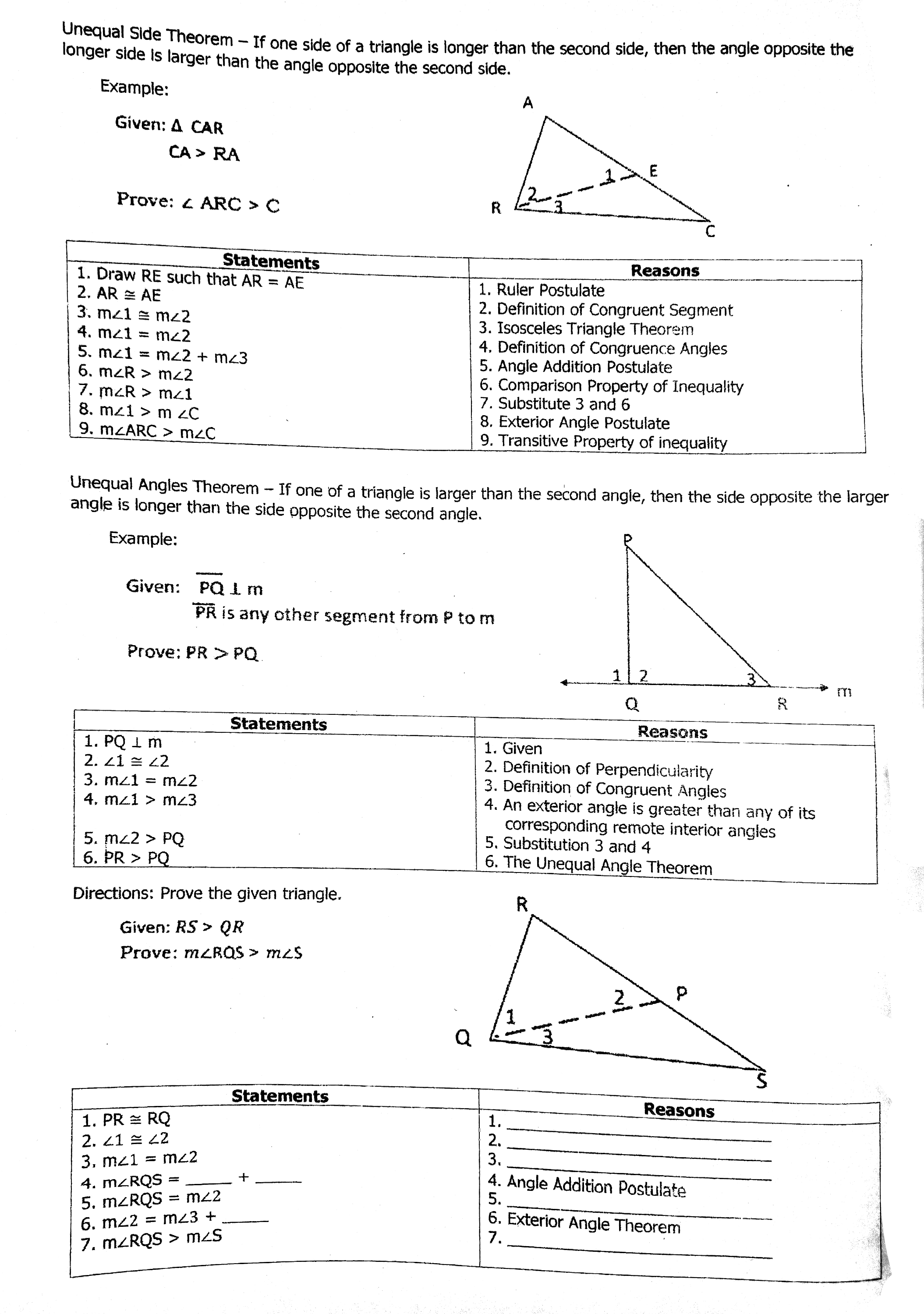 g ' then AC > DF. .2} 1. write an inequality relating