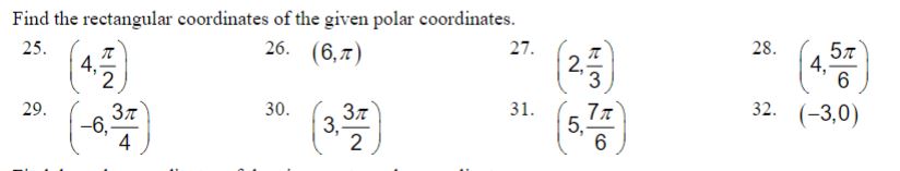 polar form. with @ in radians. 30. 33. 1-i,n=4 44+4in=3 31. 34.