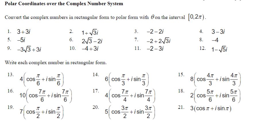 J3-in=3 2J3-2i,n=5 . Find the complex roots of each number. Write the