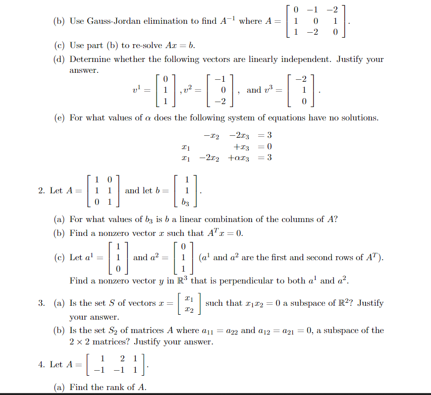question b) is | 2 4 -1 | A inverse= 1/3 |