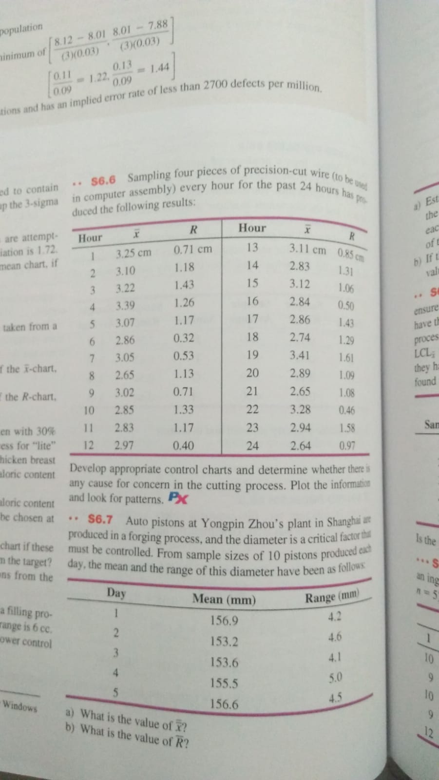 for the past 24 hour has produced the following results: a) What