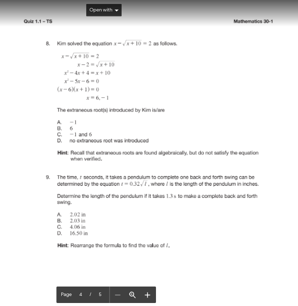 questions, enter the numerical values into the space provided. 1. Which function