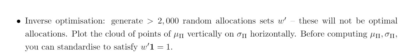 o Inverse optimisation: generate > 2,000 random allocations sets 10' -