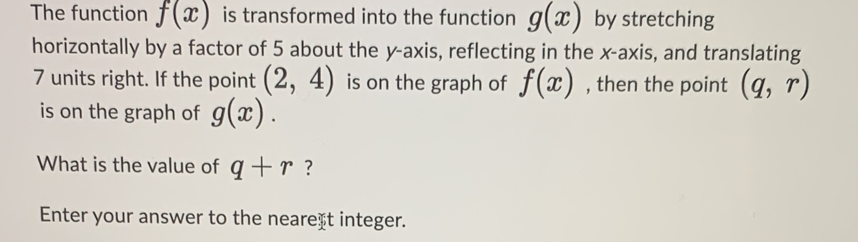 The function f ( ) is transformed into the function g(