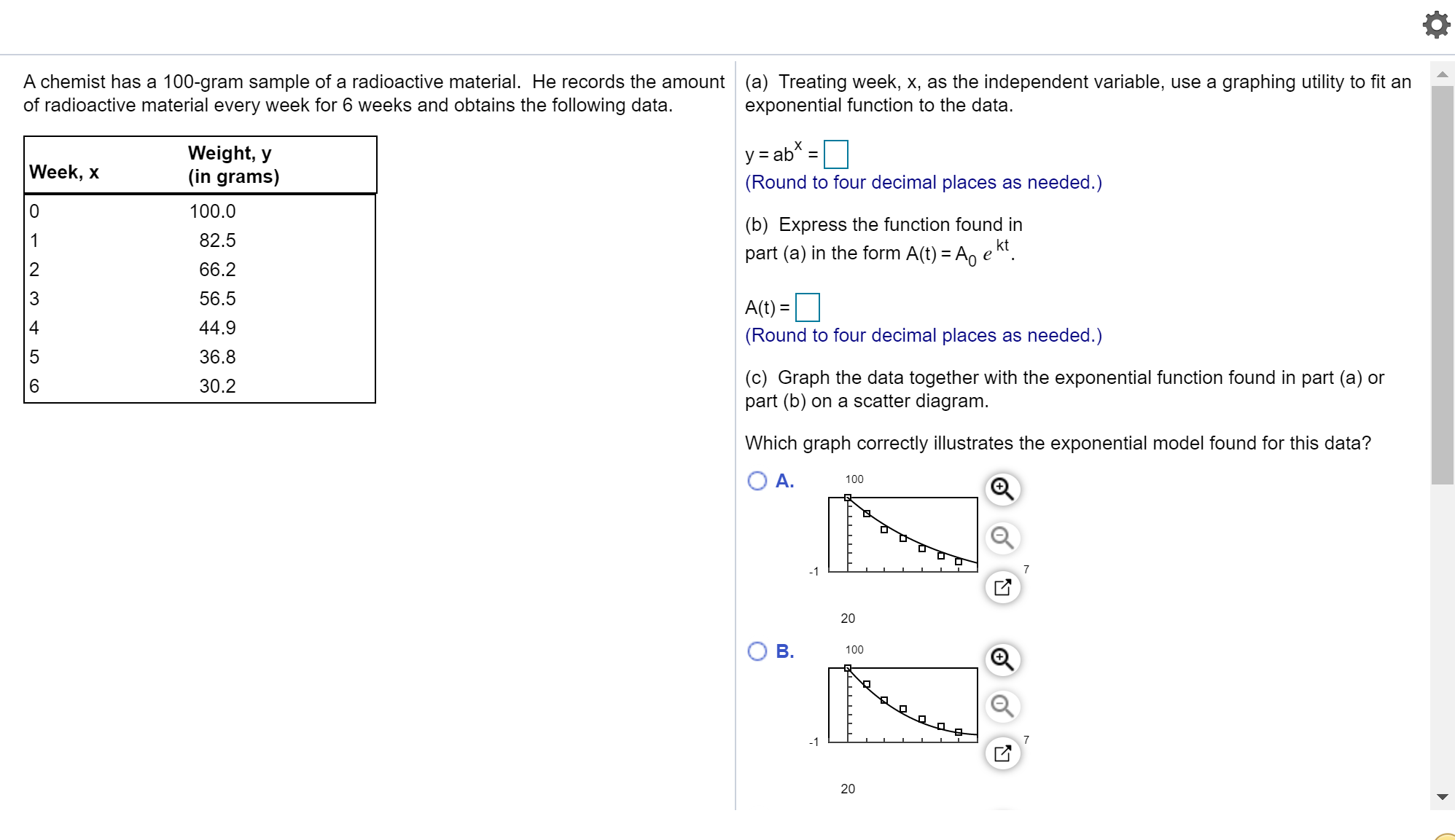 I need help with a-f A chemist has a 100gram sample of