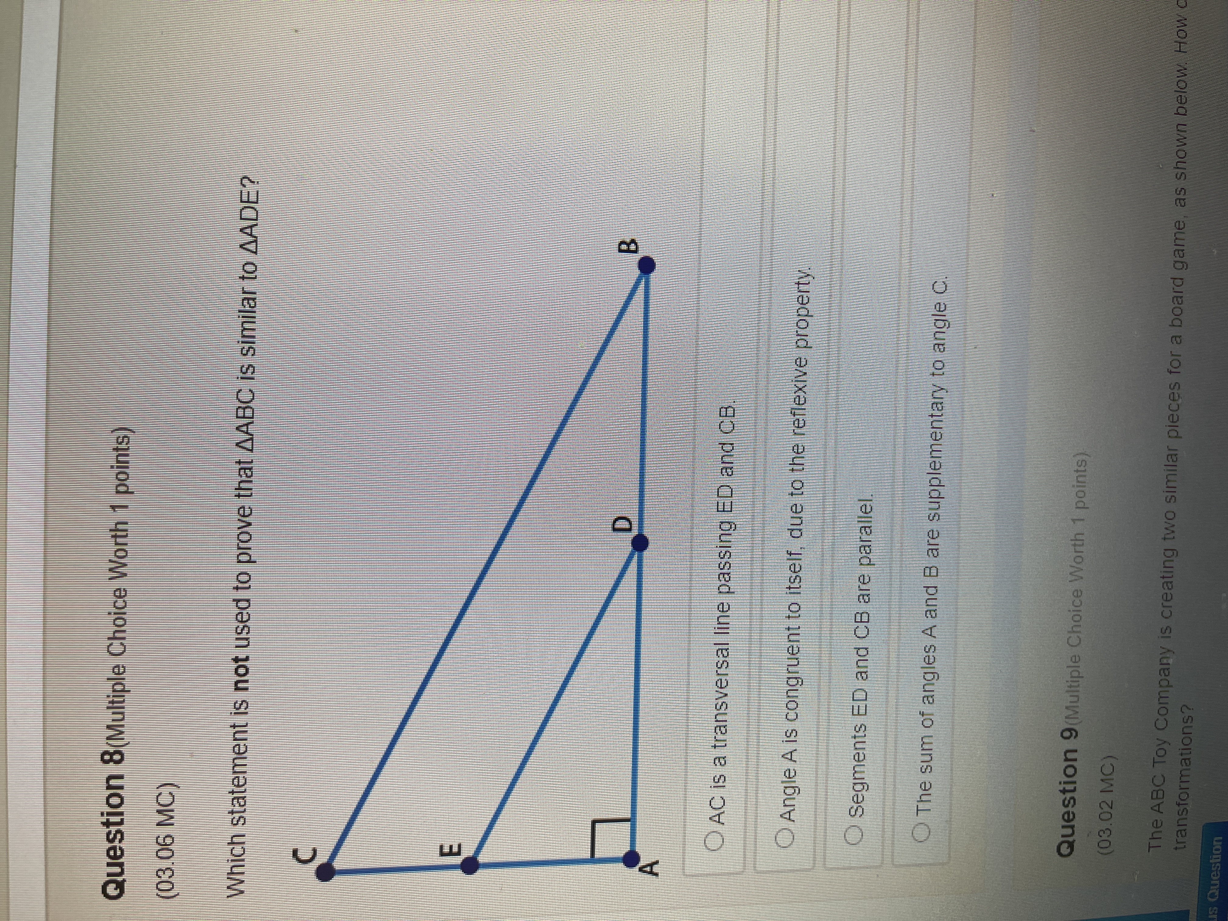  Question 8(Multiple Choice Worth 1 points (03.06 MC) Which statement is