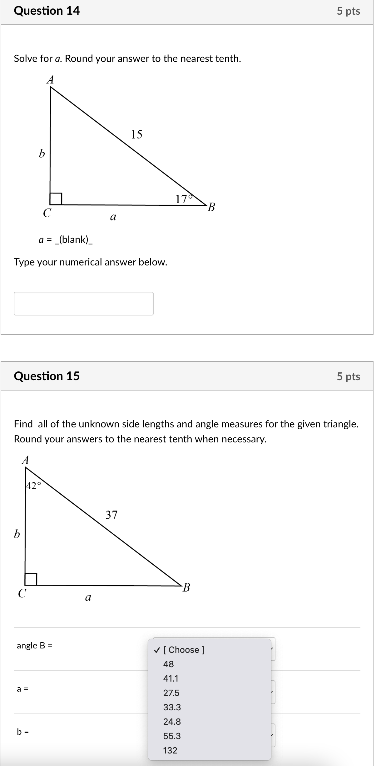 [ Choose ] [ Choose ] Question 4 5 pts If the