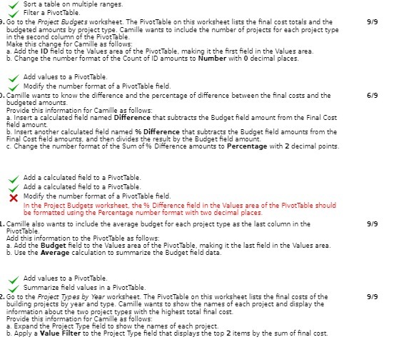  Sort a table on multiple ranges. Filter a Pivot Table. Go