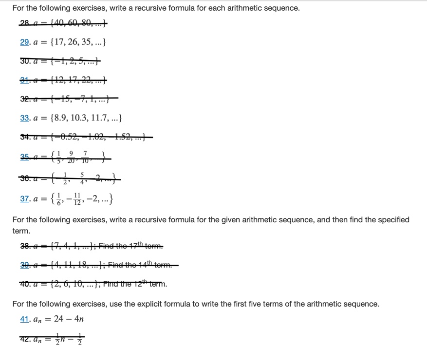 for the arithmetic sequence provided. 6. {5, 11, 17, 23, 29, ...