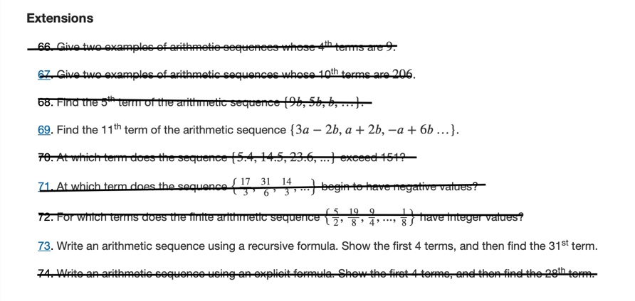 sequence given the first term and common difference. For the following exercises,