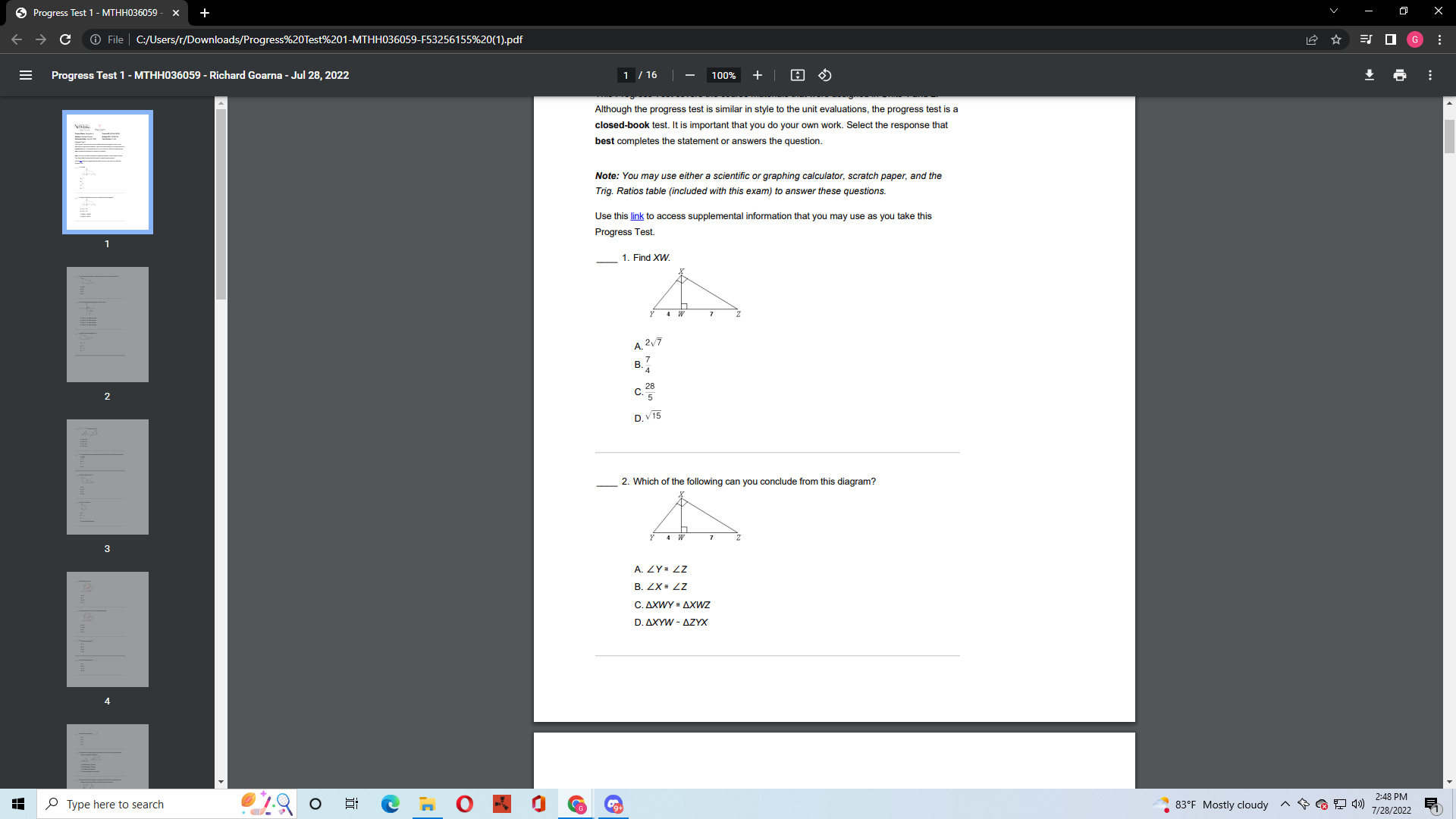  Progress Test 1 - MTHH036059 - X C O File |