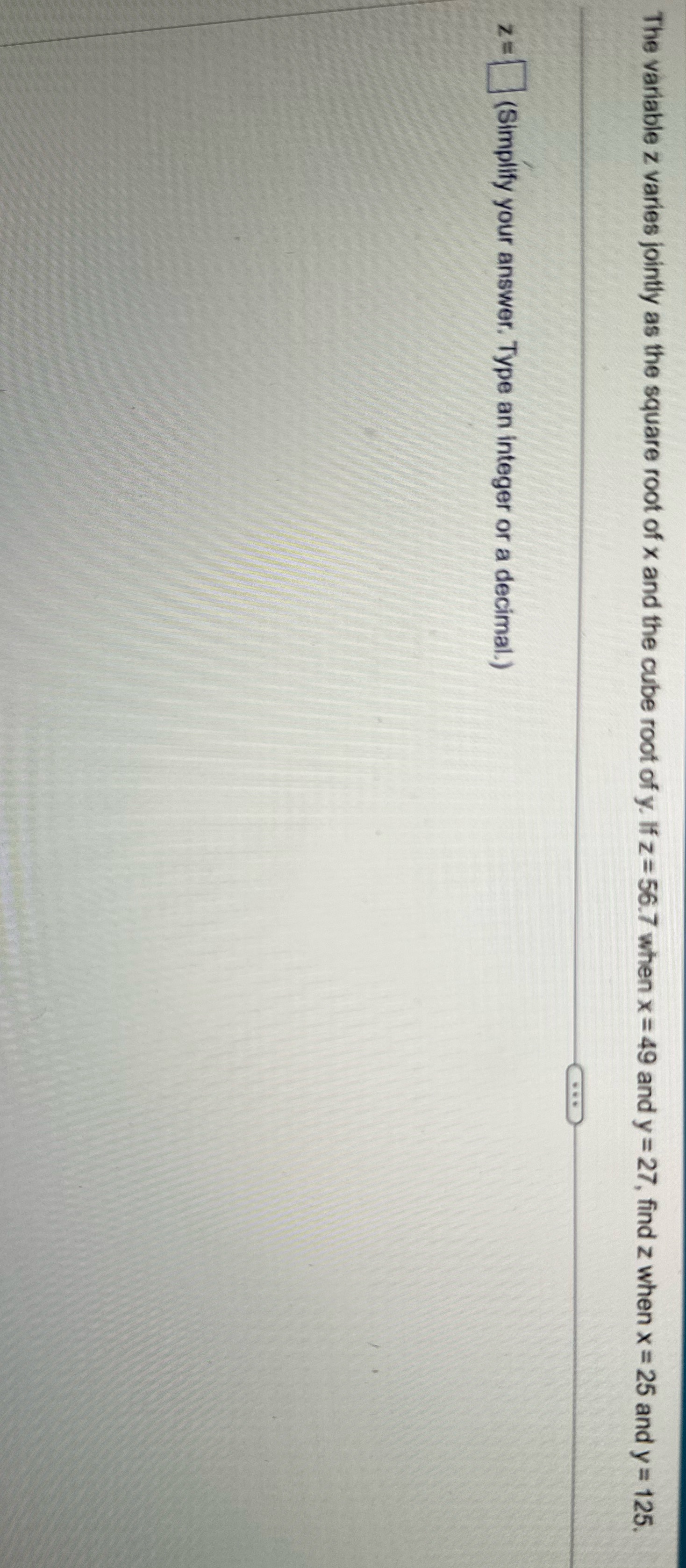 What does z = The variable z varies jointly as the square