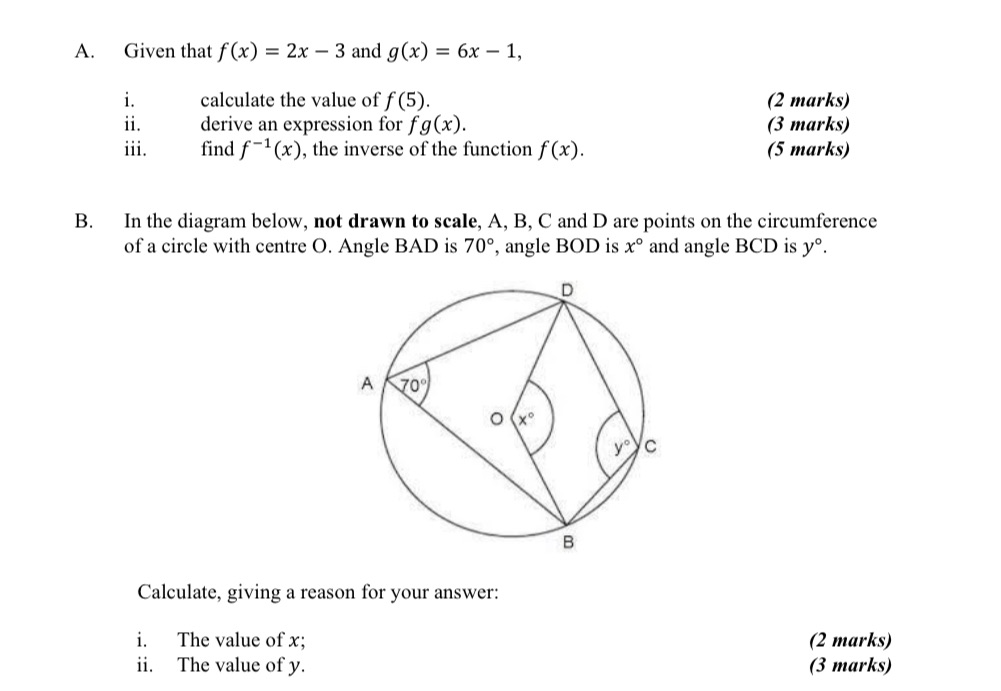 Given thatf(x) = 2x 3 and 90:) = 6x - 1,