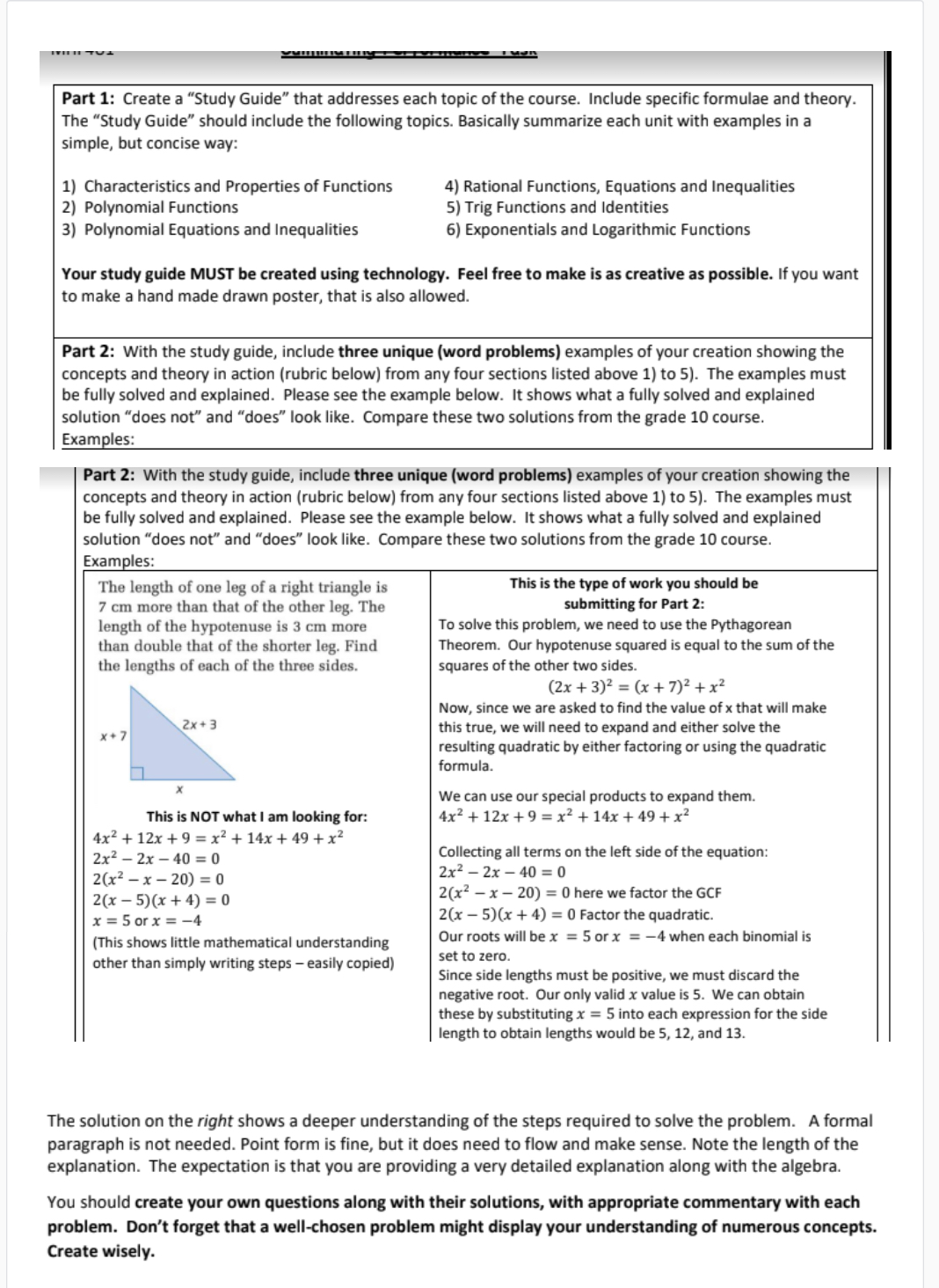  Part 1: Create a "Study Guide" that addresses each topic of