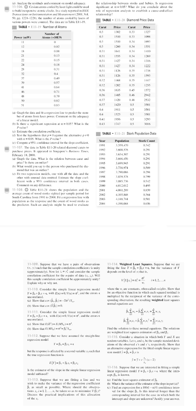 linear regression model, the (c) Test the hypothesis /,:B,, =0 versus Wip.