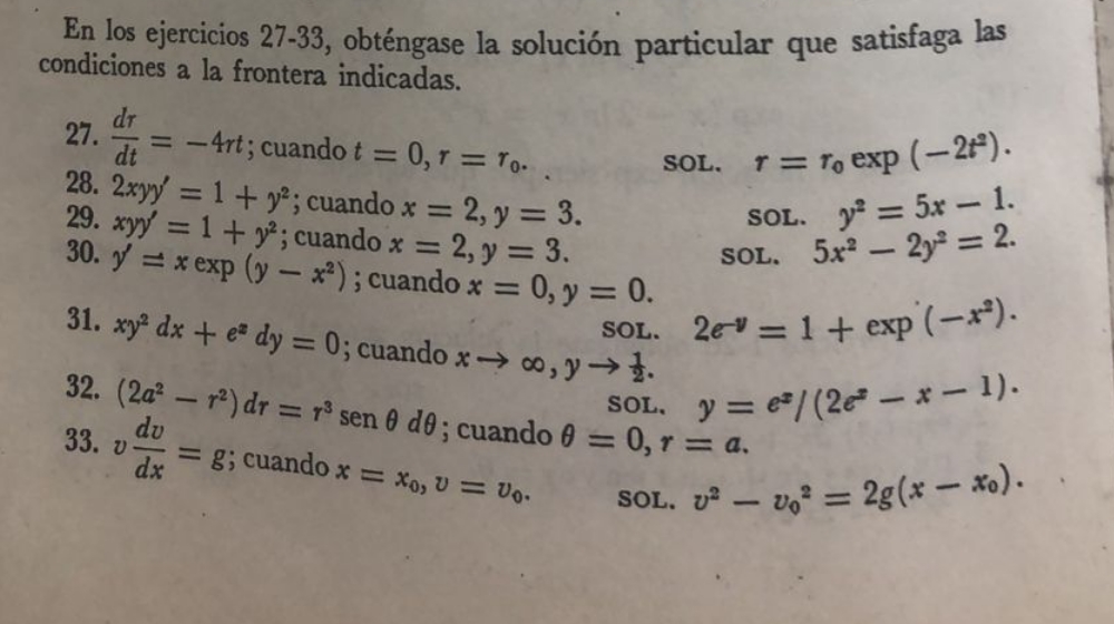 from problem 27 to 33 procedure to reach the solution En los