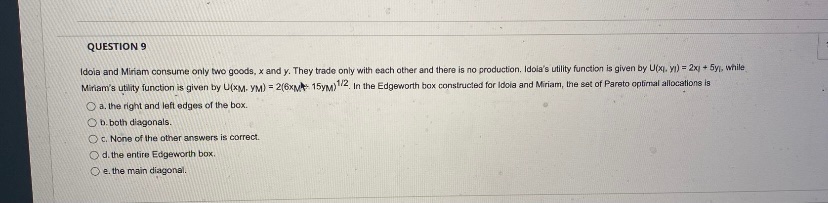 Hi, Can u help me solve this please QUESTION 9 Idoia and