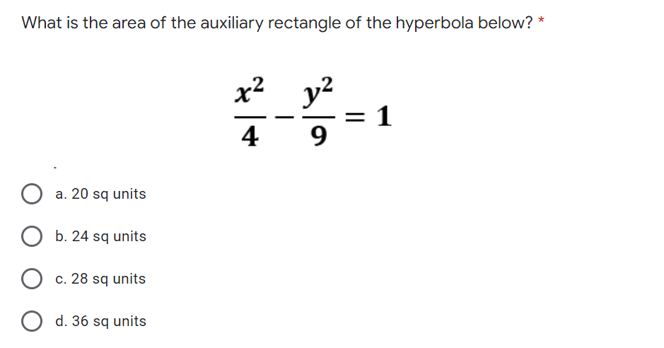Answer the following below. and show your solution. What is the area