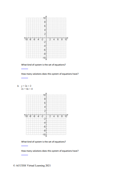 Points: 49 For each system of linear equations: 1. Graph the system