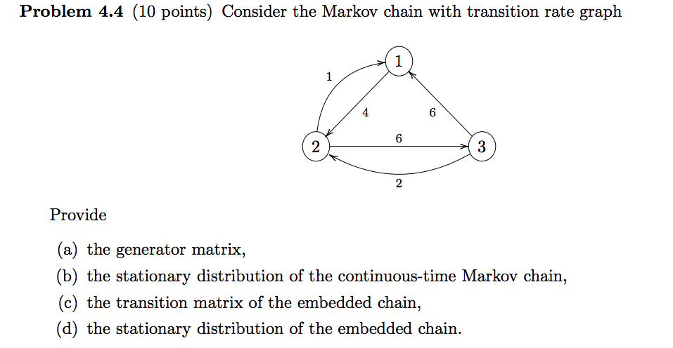 problem 4.4 (10 points) Consider the Markov chain with transition rate graph