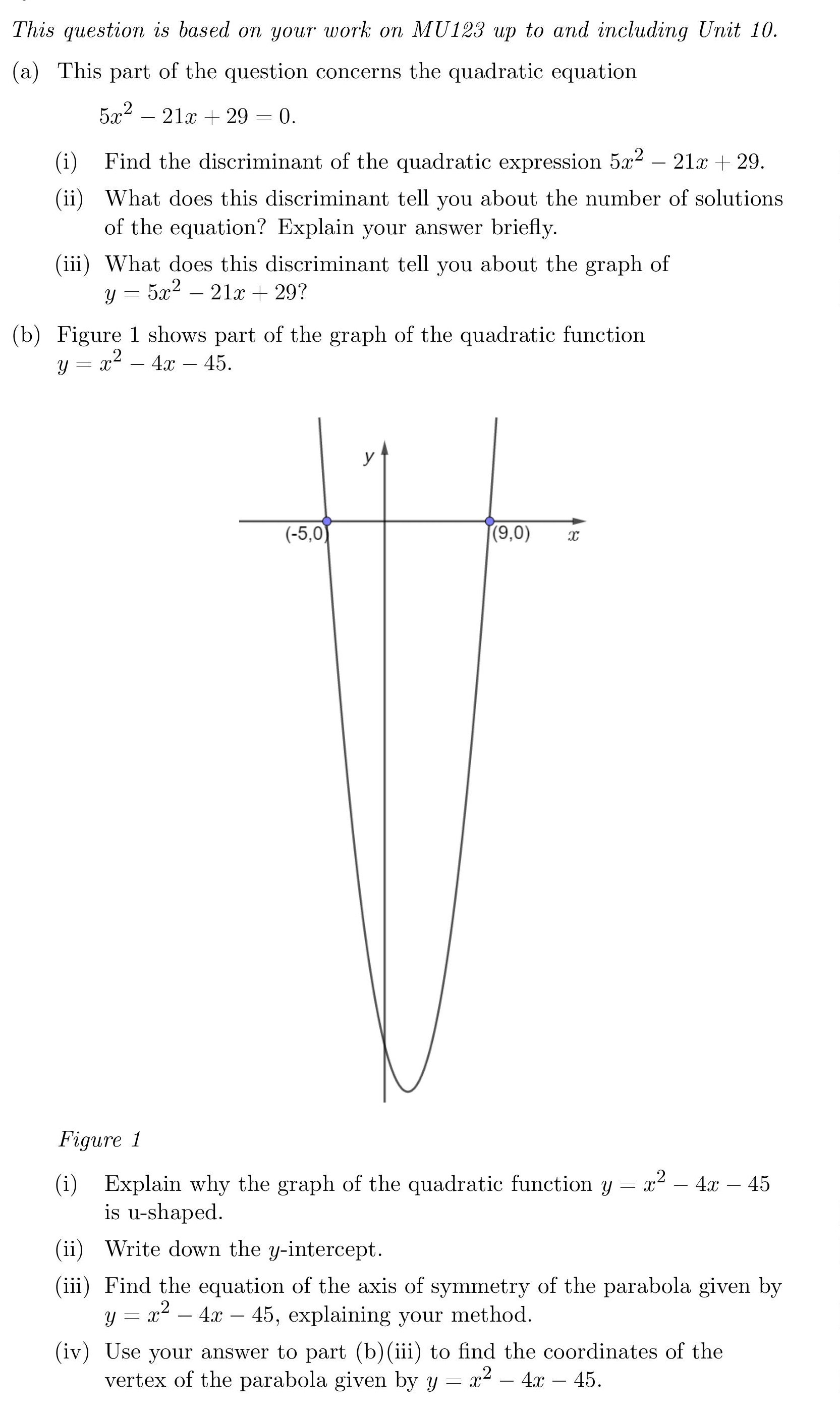This question is based on your work on MU123 up to