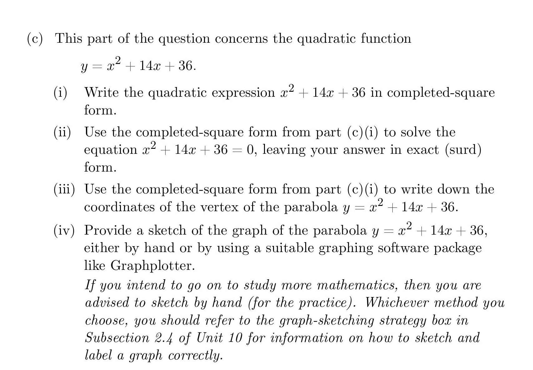 and including Unit 10. (a) This part of the question concerns the