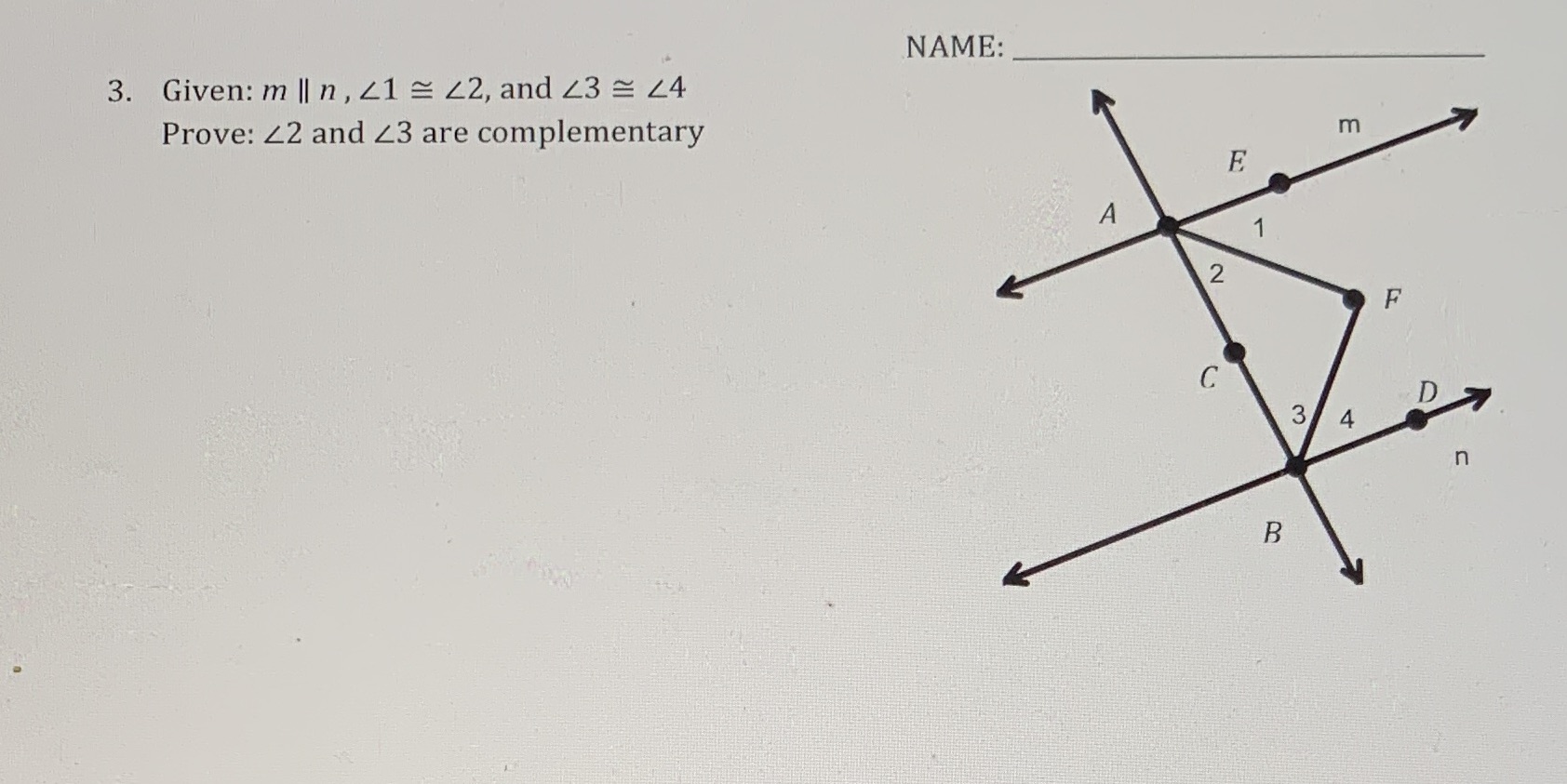 3. Given: m || n , 41 = 42, and 43