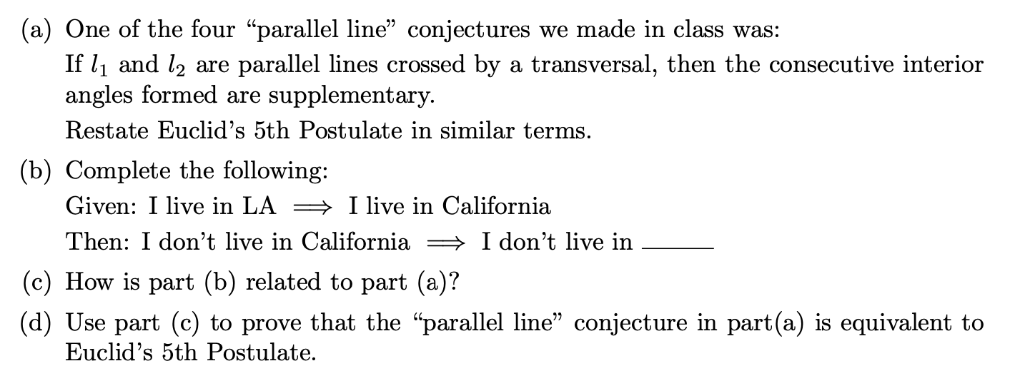 Math history - Axiomatic systems - Euclidean geometry (a) One of the