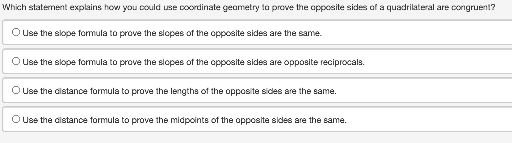 Which statement explains how you could use coordinate geometry to prove