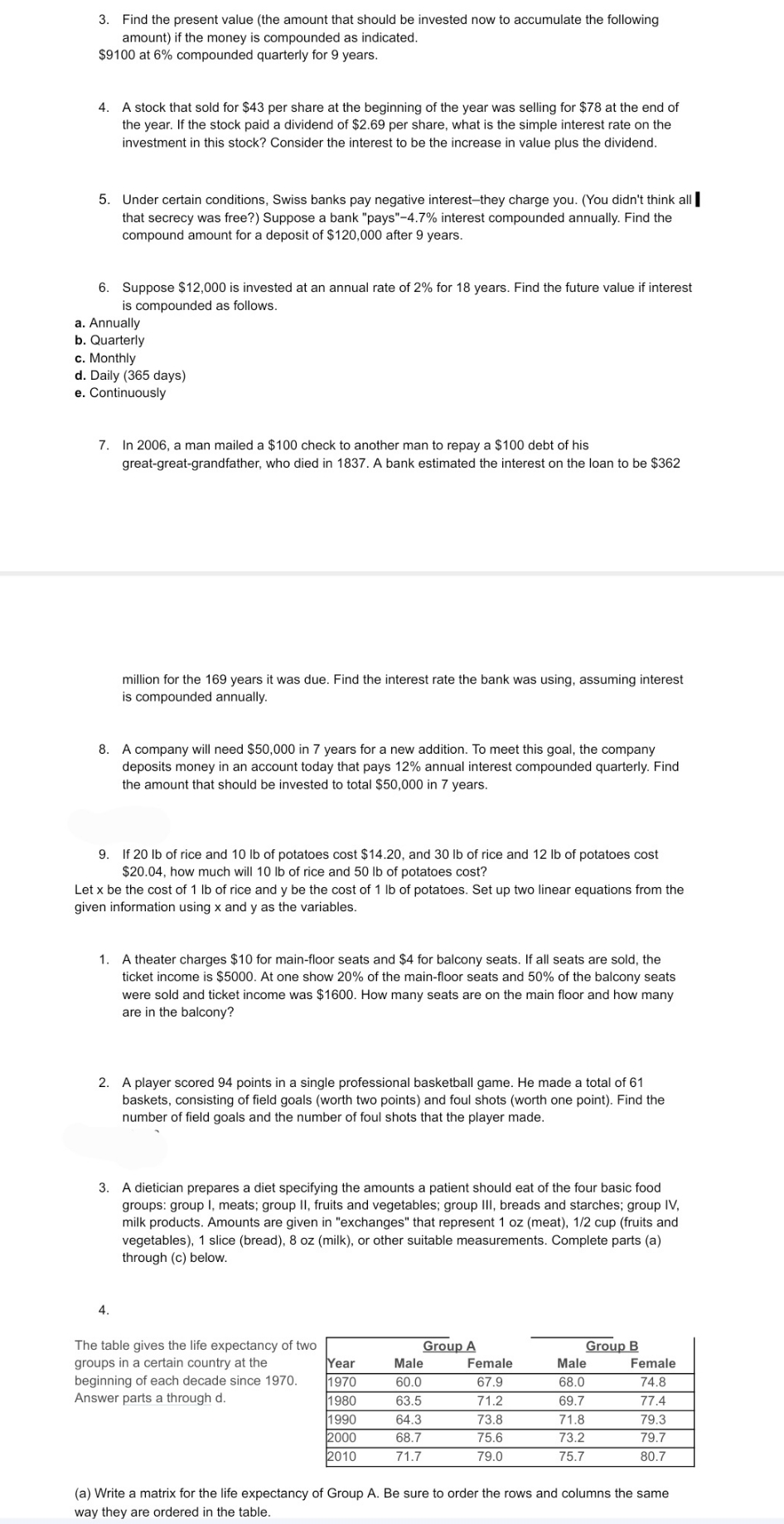 Word Problems 3. Find the present value (the amount that should be