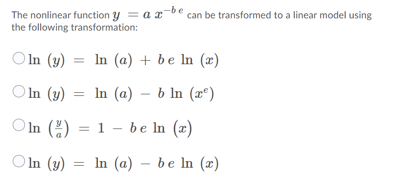 The nonlinear function y : (I .13 b e . .