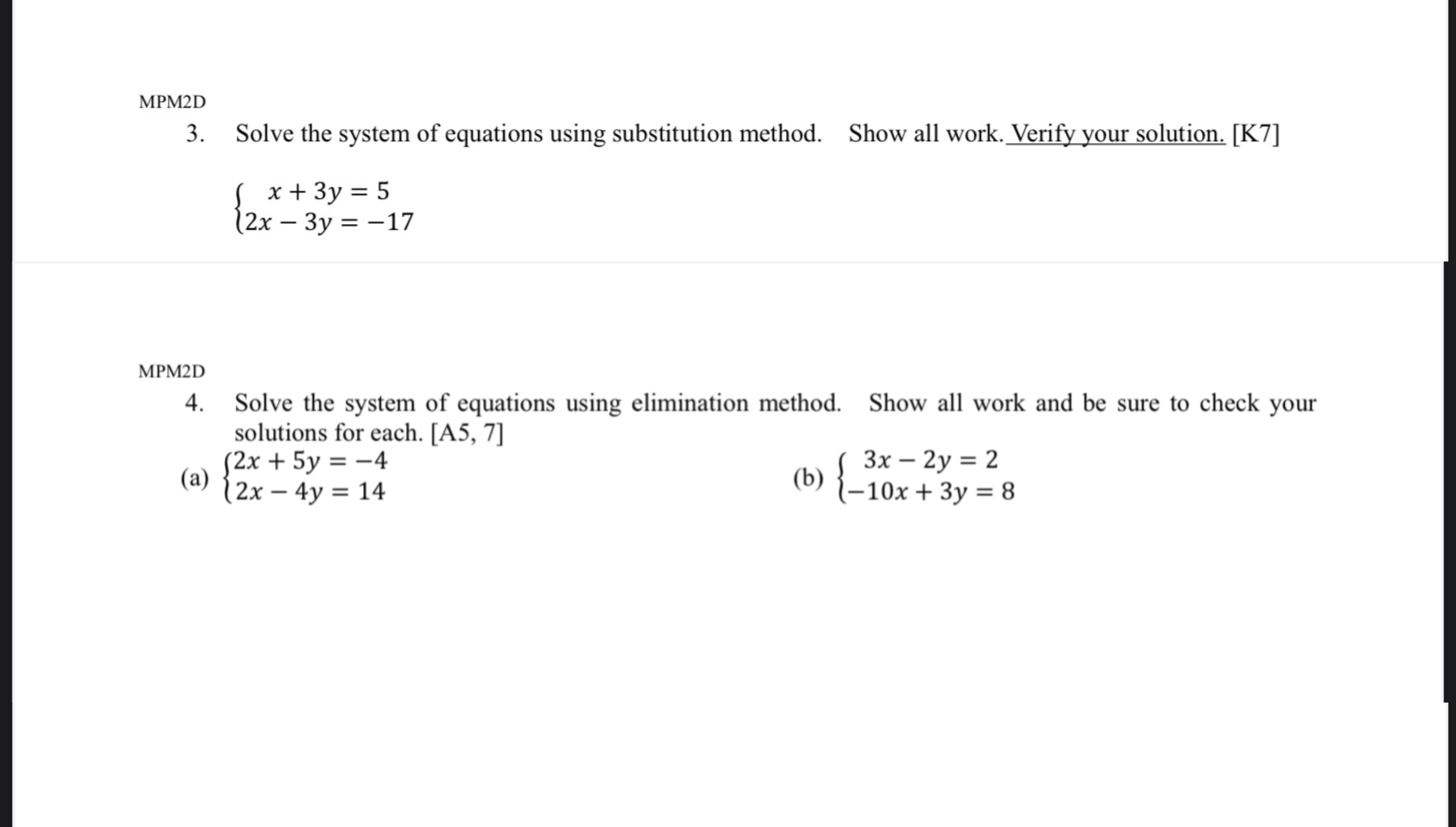 MPMZD 3. Solve the system of equations using substitution method. Show