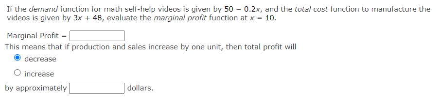  If the demand function for math selfhelp videos is given by