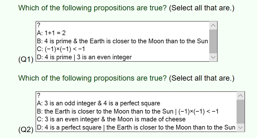 The questions below are about the topic: Propositional Logic Which of the