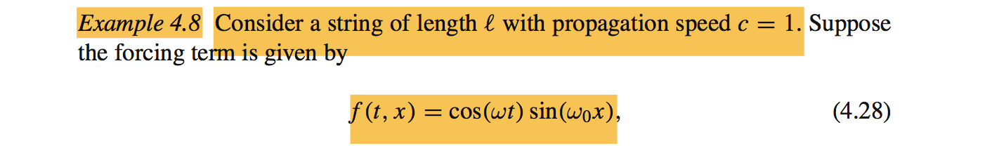 In Example 4. 8, let the forcing term be f ( t